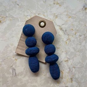 Anthropologie Silk Tapestry Drop Earrings in Blue